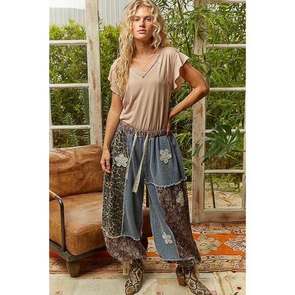 Pol Oversized Joggers Contrast Patchwork - Denim Leo Multi - Picture 3 of 3